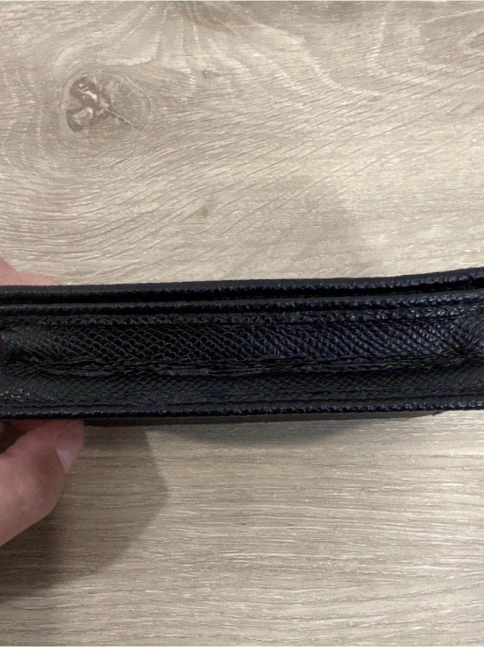 Furla Black Leather Trifold Wallet with Gold Logo